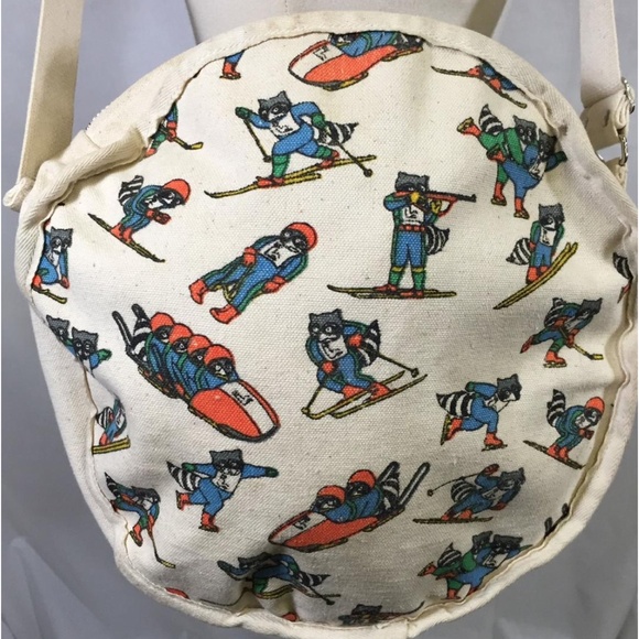 1980 Lake Placid Winter Olympic Games Roni Raccoon Canvas Bag Ski Bobsled Hockey - Picture 4 of 4
